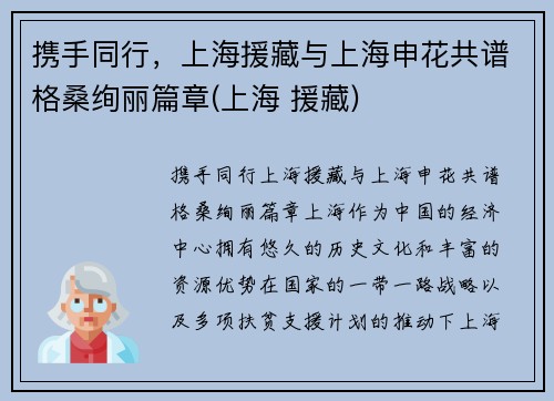 携手同行，上海援藏与上海申花共谱格桑绚丽篇章(上海 援藏)